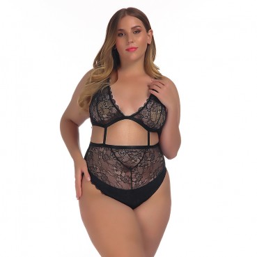 European and American women's plus size sexy lace sexy one-piece underwear