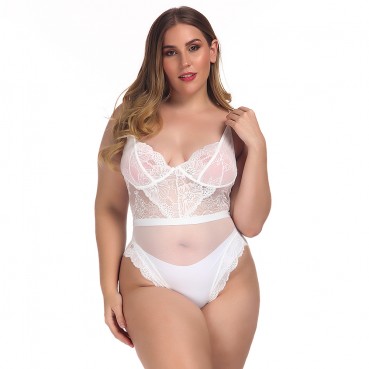 European and American women's plus size sexy lace lingerie top