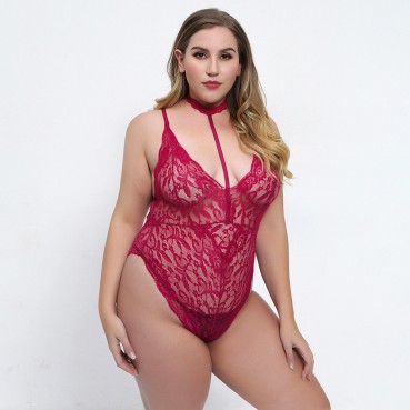 European and American women's plus size sexy lace sexy one-piece underwear