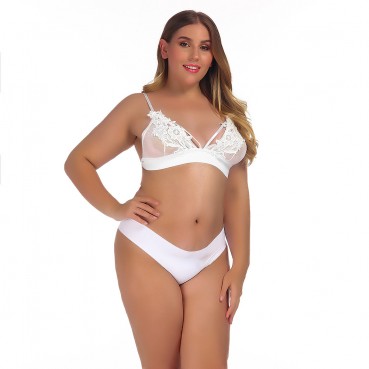 European and American women's plus size sexy lace lingerie top