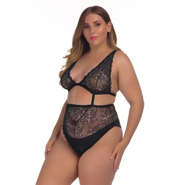 European and American women's plus size sexy lace sexy one-piece underwear
