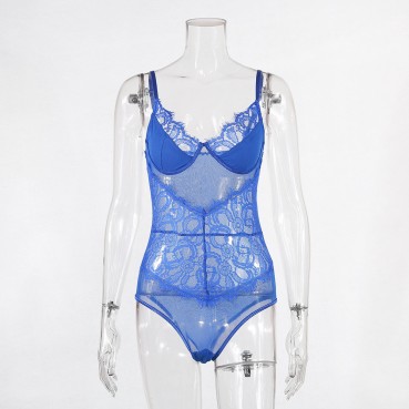 Explosive women's sexy heavy craft lace small mesh embroidery sexy lingerie one-piece 4168