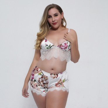 European and American women's plus size sexy lace lingerie set