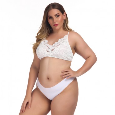 European and American women's plus size sexy lace lingerie top