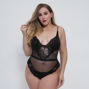 European and American women's plus size sexy lace lingerie top