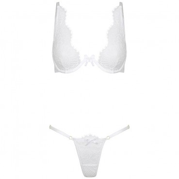 European and American women's lace eyelash three-point sexy lingerie set 11364