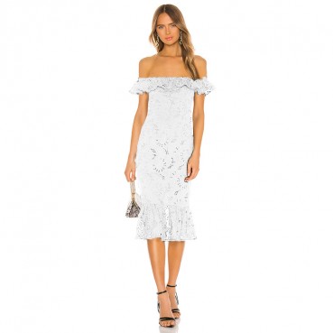 European and American women's 2021 new spring lace dress dress, one shoulder bandage dress
