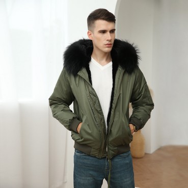 Winter New European and American Men's Fur Parker Cotton Jacket Large Fur Collar Thicken Windproof Large Size Fat Jacket Men