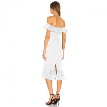 European and American women's 2021 new spring lace dress dress, one shoulder bandage dress
