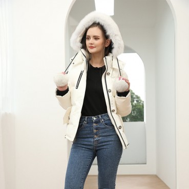 Parker down jacket women's new hooded fox fur collar European and American lightweight casual thickened winter jacket