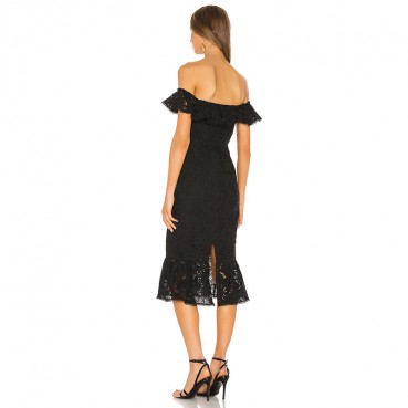 European and American women's 2021 new spring lace dress dress, one shoulder bandage dress