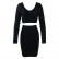 Temperament suit female autumn and winter new fashion bandage bag hip skirt halter long sleeve two-piece female