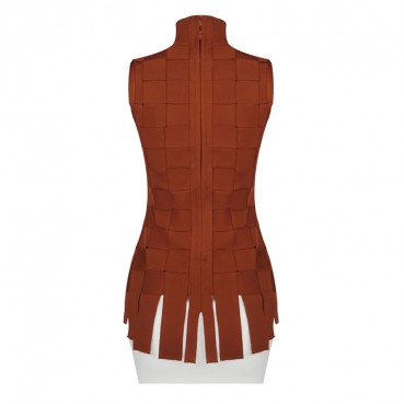 European and American ladies skirt suit women winter stitching plaid sleeveless stretch slim dress tight two-piece women