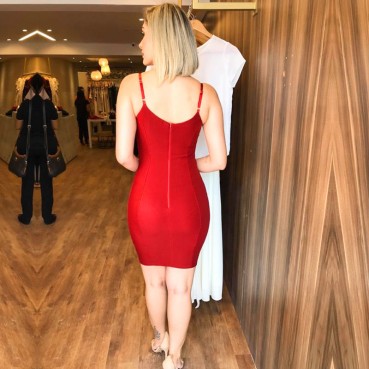 European and American exports of high-end women's sexy sling hollow dress elastic bandage banquet evening dress bag hip skirt