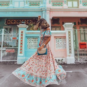 Spring and summer new women's clothing bohemian beach holiday style short-sleeved pleated print dress