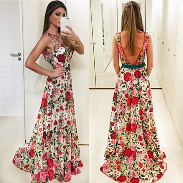 New Fashion Sleeveless Embroidered Evening Dress Luxury Ladies Dress