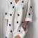Spring and summer linen loose V-neck print nine-quarter sleeves slit dress