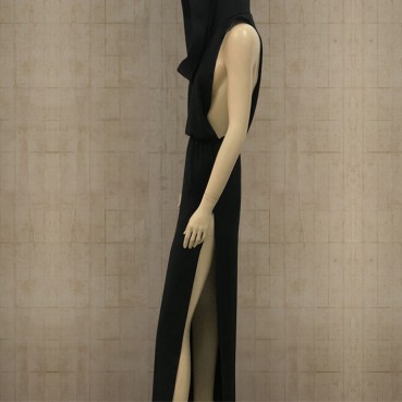 Halloween vampire big hat sexy leaky back split sleeveless dress mid-century fashion women's dress
