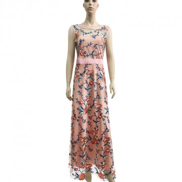 New fashion fashion sleeveless evening dress embroidered luxury women's daba dress mp188