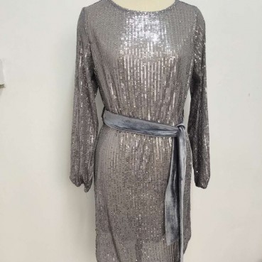 New luxury sequin embroidery fashion evening dress long sleeve dress