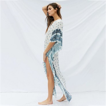New V-neck Muslim Robe Dress Women's Beach Resort Casual Skirt