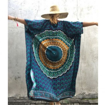 Male Meifeng Beach Bat Sleeve Digital Printed Dress Loose Robe