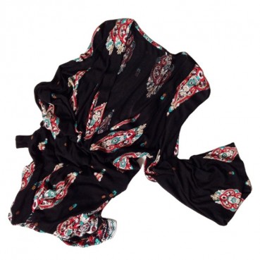 European and American fashion printed V-neck flared sleeve dress