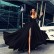 European and American new style solid color high slit big swing dress sexy deep V long sleeve dress MP-267