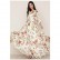 Spring and Autumn Women's New Style Bohemian Printed Chiffon Long Skirt Round Neck Sleeve Large Sleeve Waist Waist Dress