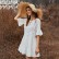 New year's new solid color stitching ruffled fringed neckline lace flared sleeve dress MP-642