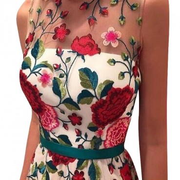 New Fashion Sleeveless Embroidered Evening Dress Luxury Ladies Dress