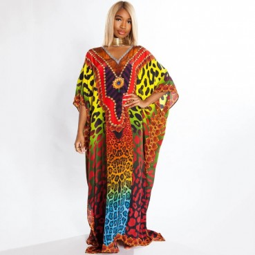 Beach blouse color leopard dot holiday gown sun protection shirt