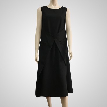 European and American Bohemian solid color stretch ramie sleeveless loose-fitting long dress
