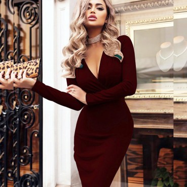 Women's new product bag hip dress Europe and the United States sexy spring and autumn long-sleeved bottoming long skirt