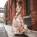 Spring and Autumn Women's New Style Bohemian Printed Chiffon Long Skirt Round Neck Sleeve Large Sleeve Waist Waist Dress