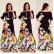 New printed one-shoulder elastic waist five-point sleeve long dress for women