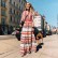 Buttoned European and American leisure vacation triangle print v-neck long-sleeved long dress