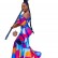 The source of the new European and American women's color geometric pattern printed puff sleeve waist suspender dress