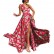 European and American vacation sloping shoulder bowknot long skirt new source printing dress