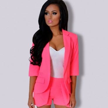 New style European and American three-quarter sleeves comfortable slim solid color short small suit women jacket