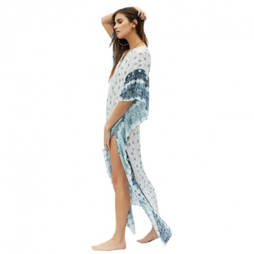 New V-neck Muslim Robe Dress Women's Beach Resort Casual Skirt