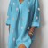 Spring and summer linen loose V-neck print nine-quarter sleeves slit dress
