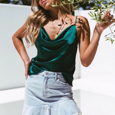 New European and American solid color adjustable camisole multicolor bottoming shirt top