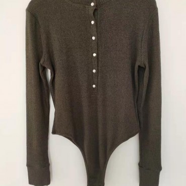 European and American new style long-sleeved pierced eye jumpsuit, autumn and winter bottoming top