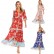 Spring and summer new women's dress with bohemian beach holiday style pleated print dress