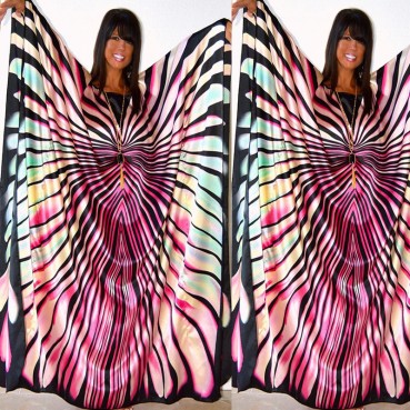 New Spot South American Style Fashion Striped Bat Sleeve Loose Women's Dress Long Skirt