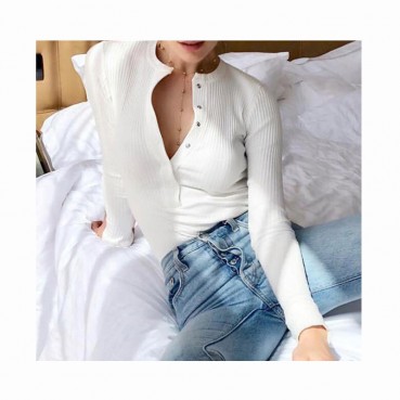 European and American new style long-sleeved pierced eye jumpsuit, autumn and winter bottoming top