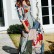 European and American Bohemian Printed V-neck Buttons Three-quarter Sleeves Large Sleeve Dress Long Dress