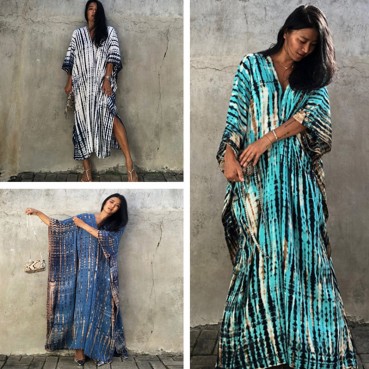 Beach blouse blooming loose plus size holiday long gown beach skirt bikini blouse