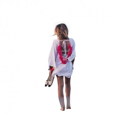 Summer European and American fringed sexy backless chiffon bead sunscreen beach beach dress